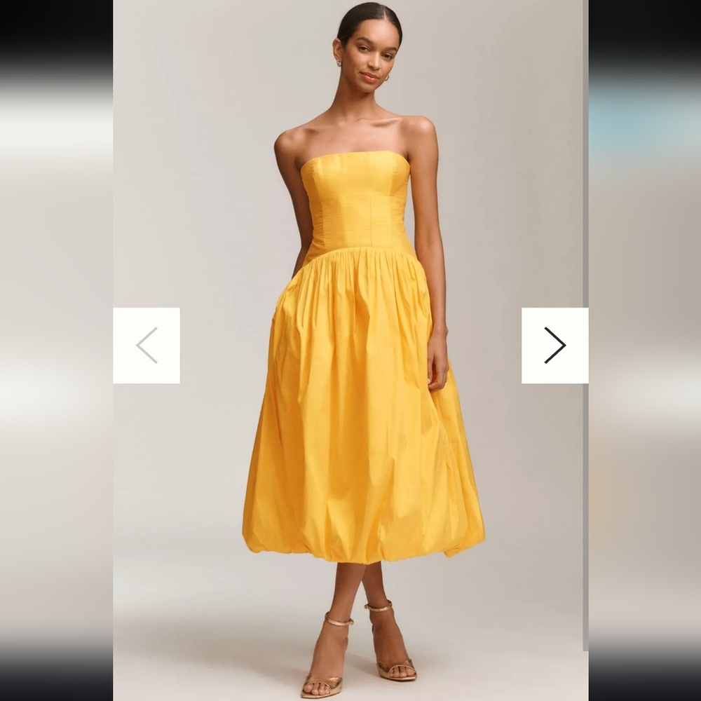 BHLDN Elegant Yellow‎ Strapless Dress